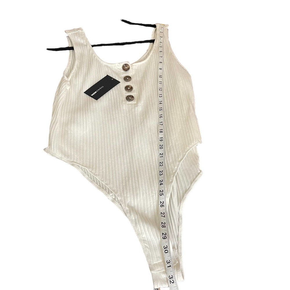 New Fashion Nova Button Down White Ribbed Bodysuit Size 3X - Picture 4 of 8